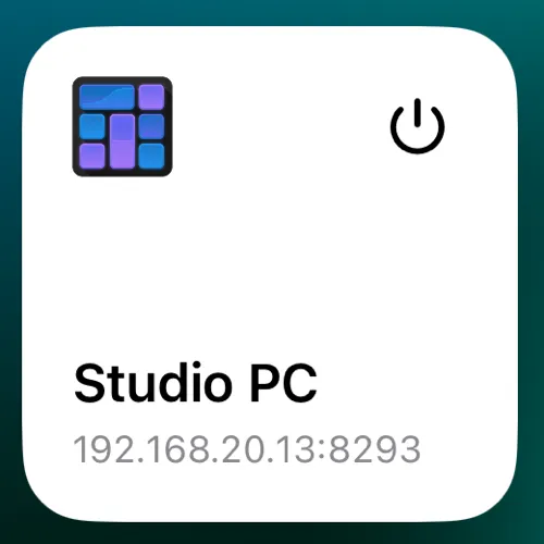 The Macro Deck host widget on iPhone with its power button