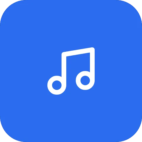 A music note on a tile filled with a flat blue background