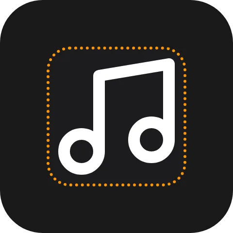 The same music note inside a dotted orange border