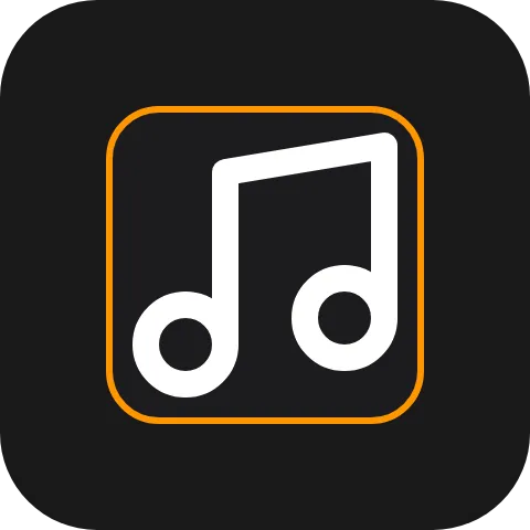 The same music note inside a solid orange border