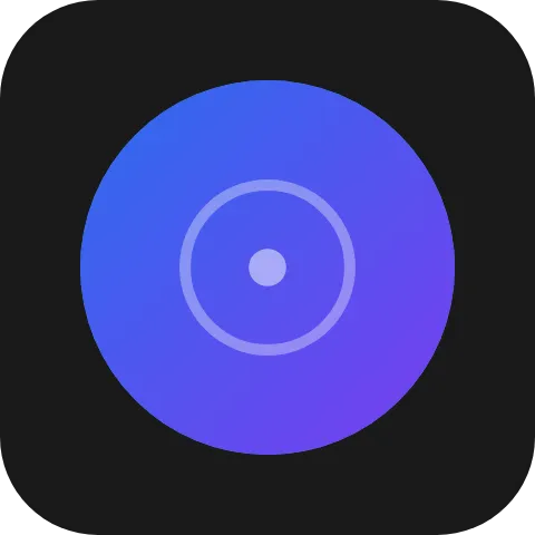 A gradient disc clipped to a circle in the middle of a black tile