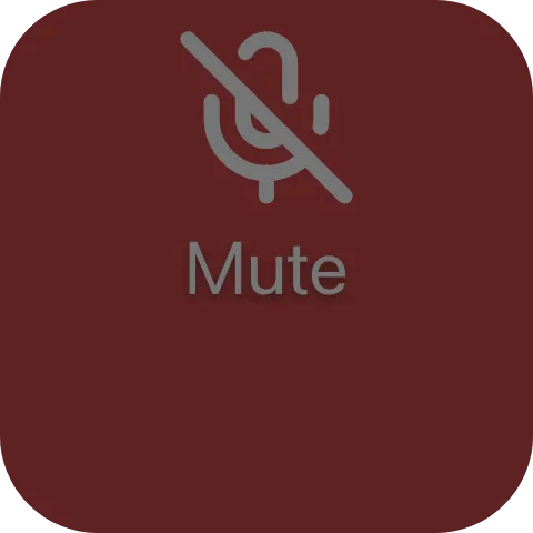 A mute button tile, dimmed: the red face, the crossed-out microphone and the Mute label all shown at reduced opacity