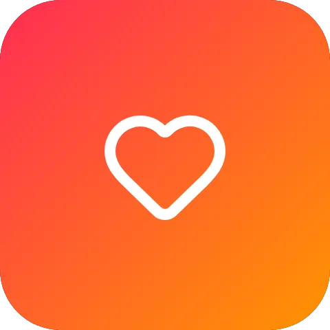 A heart on a tile filled with a pink-to-orange linear gradient