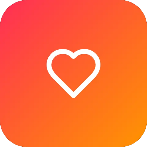 A heart on a tile filled with a pink-to-orange linear gradient