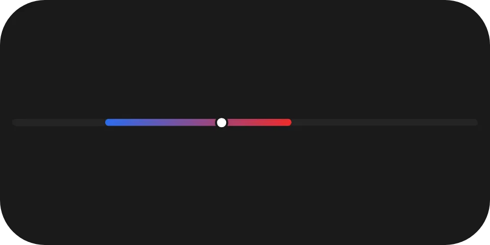 A thin span fading from blue to red between 20 and 60 percent of the track, with a white marker dot on it