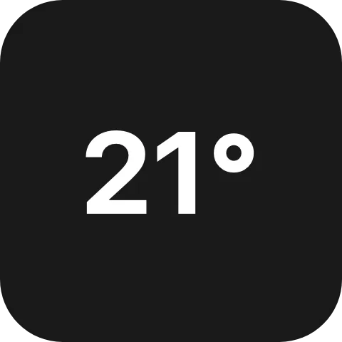 The weather widget on one cell: only the temperature, large and centred