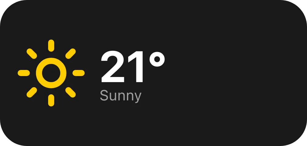 The same widget two cells wide: the icon beside the temperature and the condition