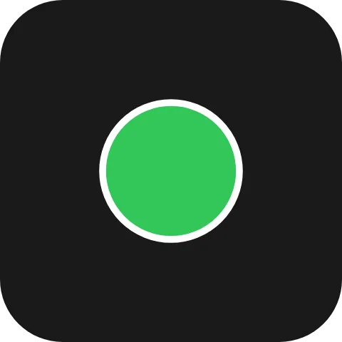 A green filled circle with a thin white outline, centred in a tile