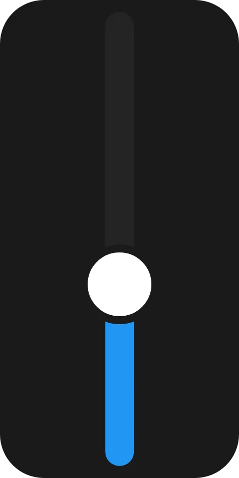 A tall tile with a vertical slider filled in blue from the bottom to 40 percent, the thumb at the top of the fill