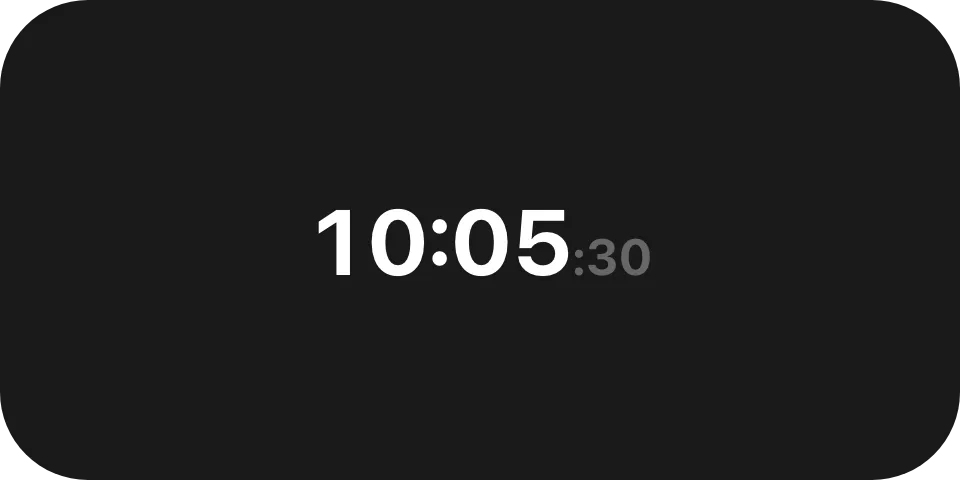 A wide tile showing 10 in large bold digits followed by smaller grey seconds 